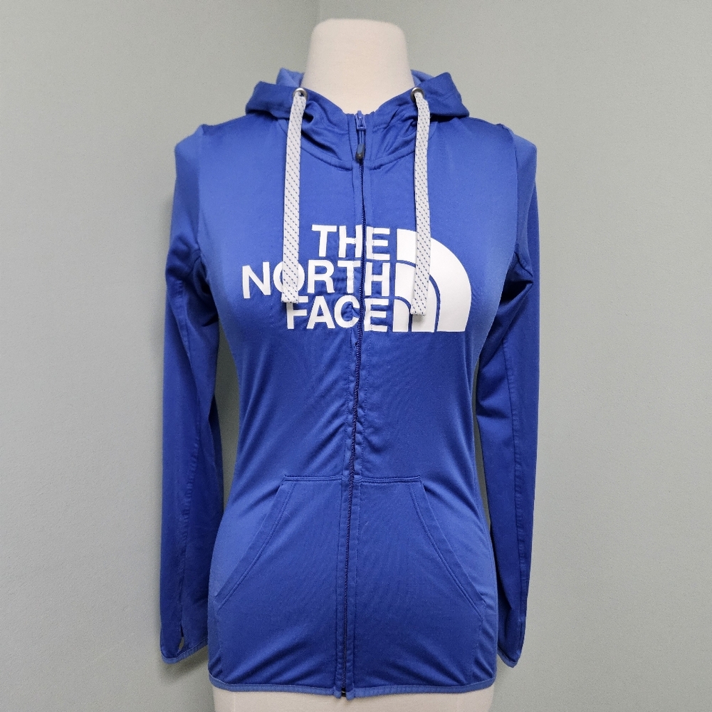 The North Face Blue Full-Zip Hoodie with White Logo